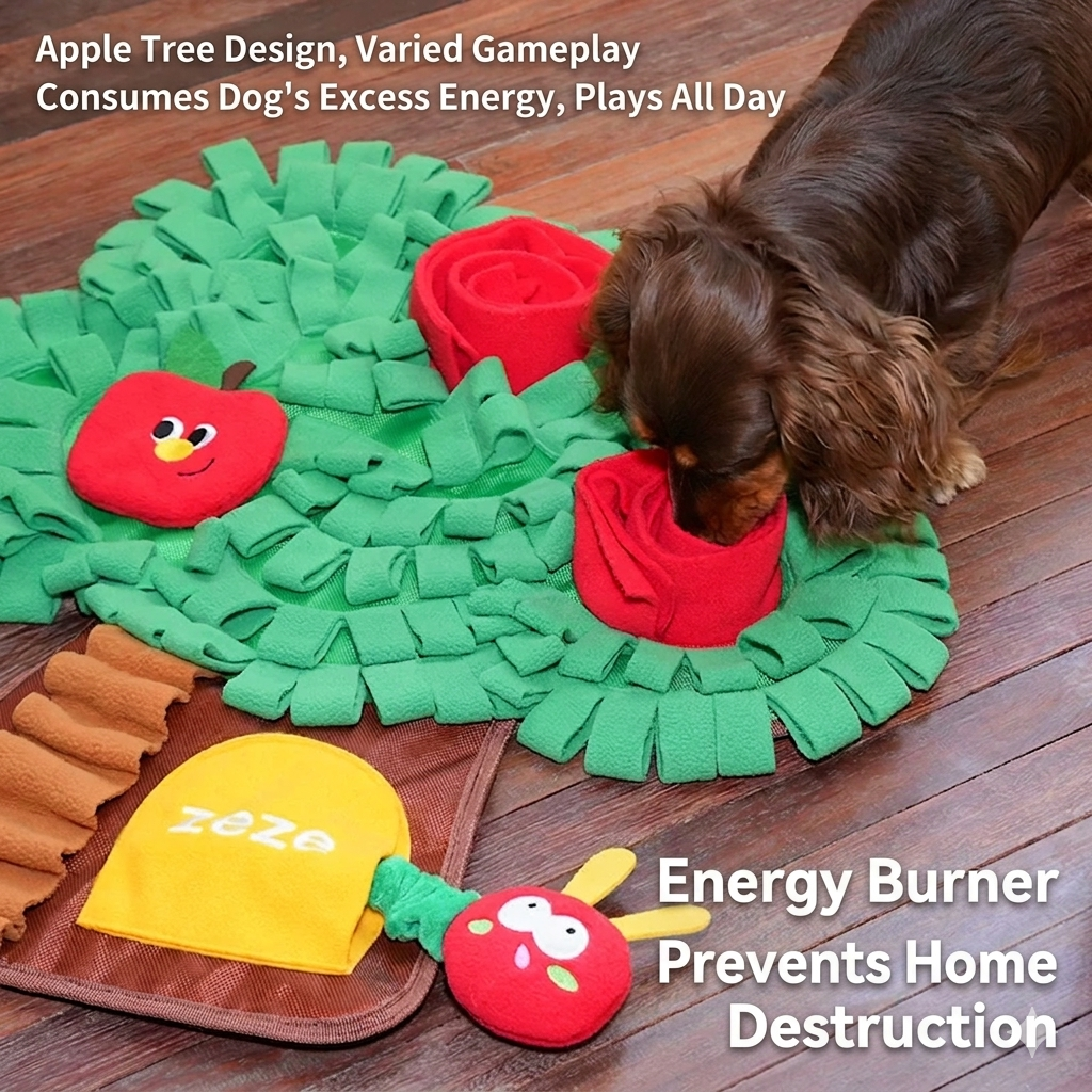 Zeze Apple Tree Snuffle Mat for Dogs - Interactive Foraging Toy & Slow Feeder for Mental Stimulation and Boredom Relief