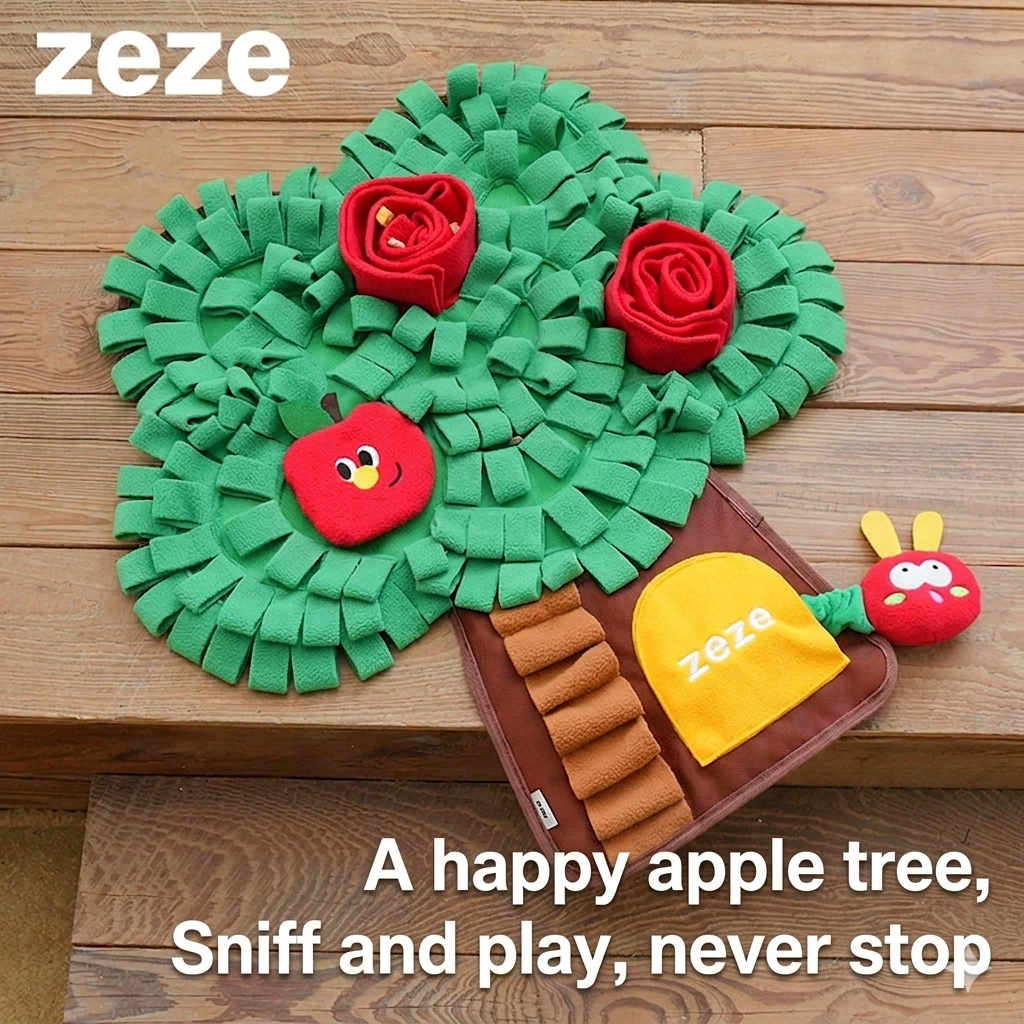 Zeze Apple Tree Snuffle Mat for Dogs - Interactive Foraging Toy & Slow Feeder for Mental Stimulation and Boredom Relief