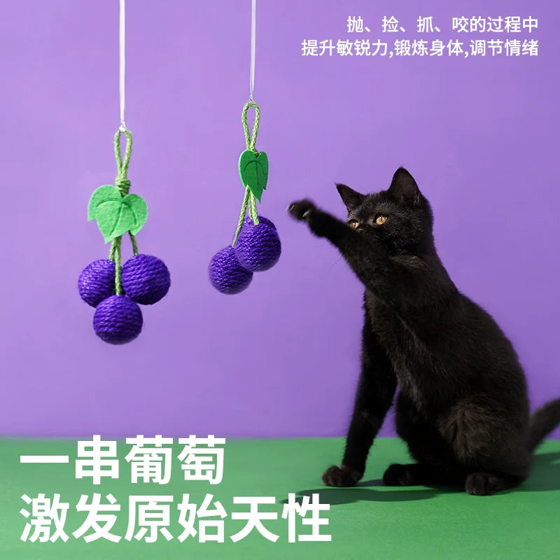 zeze sale special hemp rope ball toys cat toys funny cat ball pets self hi sound stone sound hanging toys