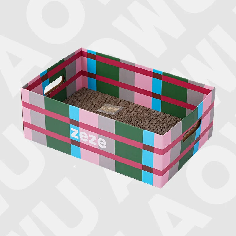 AOWUzeze striped milk carton cat scratching post cat nest resistant scratching corrugated paper cat board scratching cat room claw grinding toy