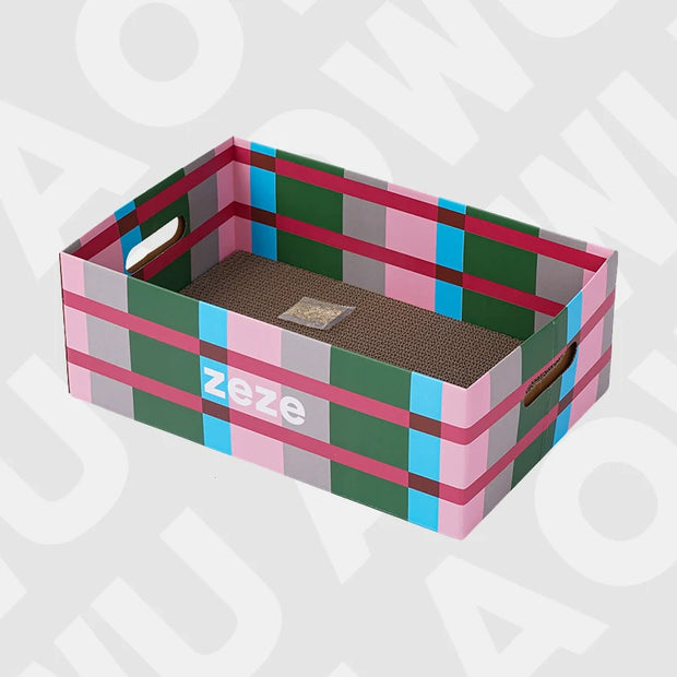 AOWUzeze striped milk carton cat scratching post cat nest resistant scratching corrugated paper cat board scratching cat room claw grinding toy