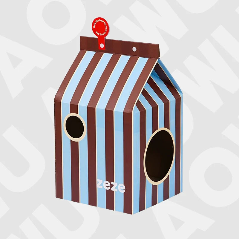 AOWUzeze striped milk carton cat scratching post cat nest resistant scratching corrugated paper cat board scratching cat room claw grinding toy