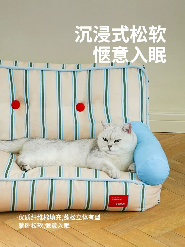 zeze summer kennel pet sofa bed can be disassembled and washed, large dog pet bed, small dog teddy cool feeling cat bed