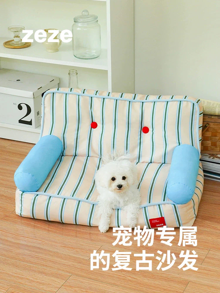 zeze summer kennel pet sofa bed can be disassembled and washed, large dog pet bed, small dog teddy cool feeling cat bed