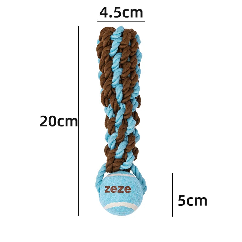 ZEZE dog toys grinding teeth and teeth cleaning, resistant to bite, rope knots, dog tug-of-war, consume energy, human pet interaction, de-boring chewing gum