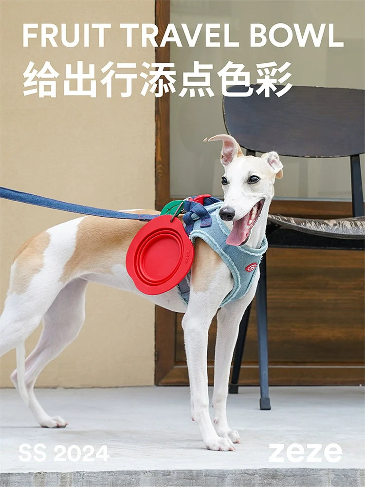 AOWUzeze Apple Silicone Folding Pet Bowl Protecting Cervical Spine Dog Bowl Cat Drinking Water Cat Bowl Pet Supplies