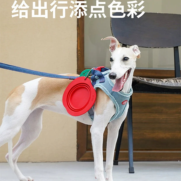 AOWUzeze Apple Silicone Folding Pet Bowl Protecting Cervical Spine Dog Bowl Cat Drinking Water Cat Bowl Pet Supplies