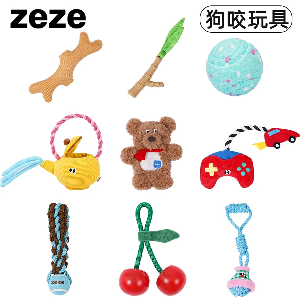 ZEZE dog toys grinding teeth and teeth cleaning, resistant to bite, rope knots, dog tug-of-war, consume energy, human pet interaction, de-boring chewing gum