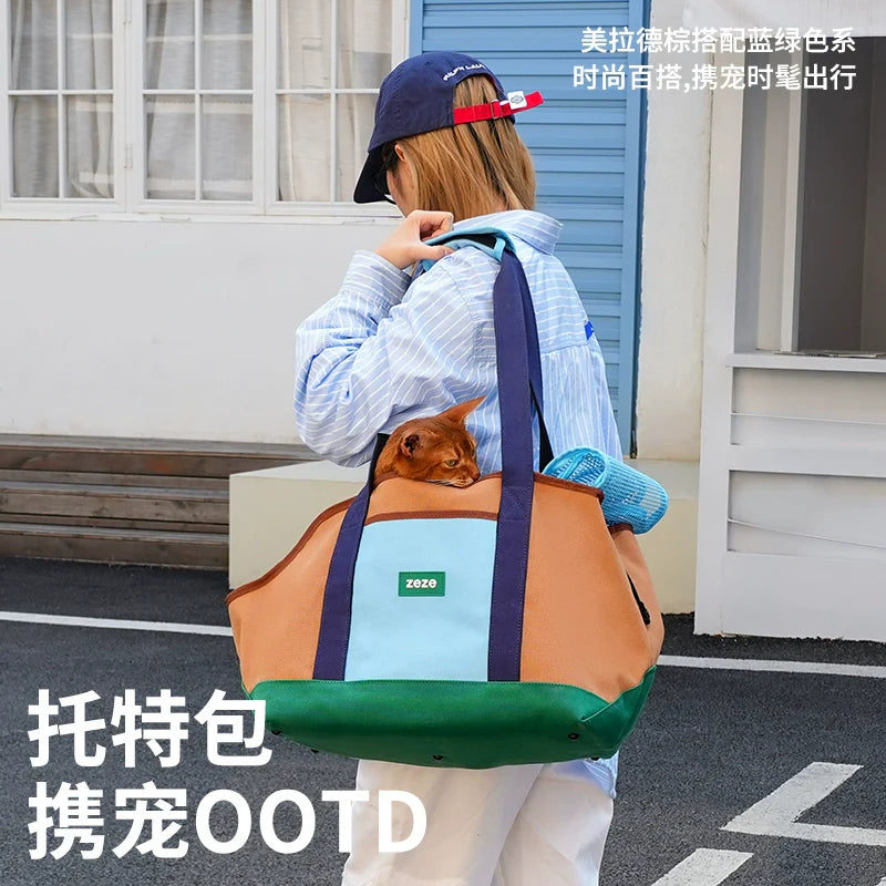 zeze outing bag compilation pet bag cat bag small dog pet bag crossbody shoulder bag breathable and portable to go out