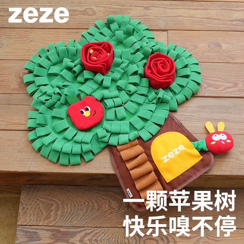 zeze, apple tree, dog, hidden food, smelling mat, self-hilarious, smelling blanket, leaking food, bite, puppy, educational toys