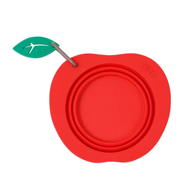 AOWUzeze Apple Silicone Folding Pet Bowl Protecting Cervical Spine Dog Bowl Cat Drinking Water Cat Bowl Pet Supplies