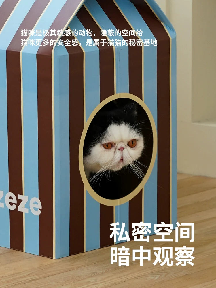 AOWUzeze striped milk carton cat scratching post cat nest resistant scratching corrugated paper cat board scratching cat room claw grinding toy