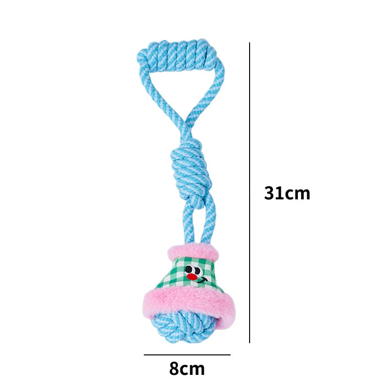 ZEZE dog toys grinding teeth and teeth cleaning, resistant to bite, rope knots, dog tug-of-war, consume energy, human pet interaction, de-boring chewing gum