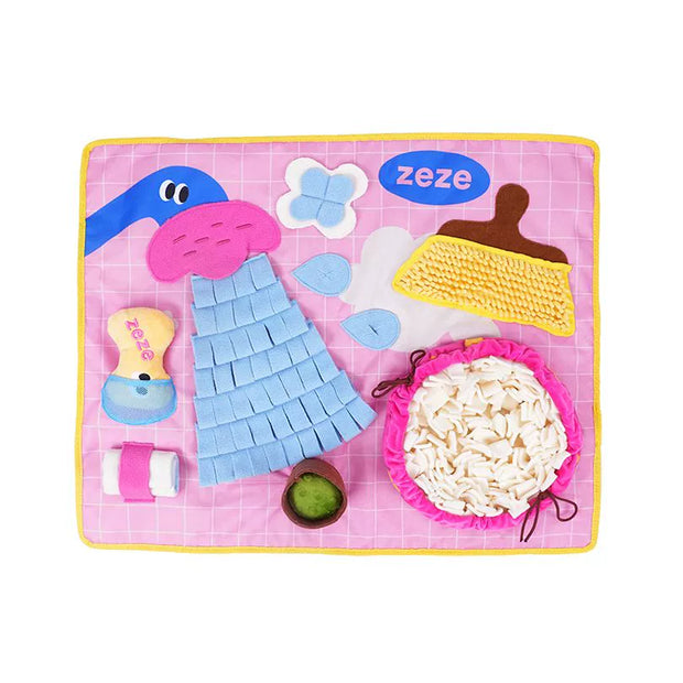 zeze dog hides food, sniffing pad, self-hi, relieves boredom, sounds, smells the blanket, leaks food, puppy pet educational toys