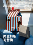 AOWUzeze striped milk carton cat scratching post cat nest resistant scratching corrugated paper cat board scratching cat room claw grinding toy