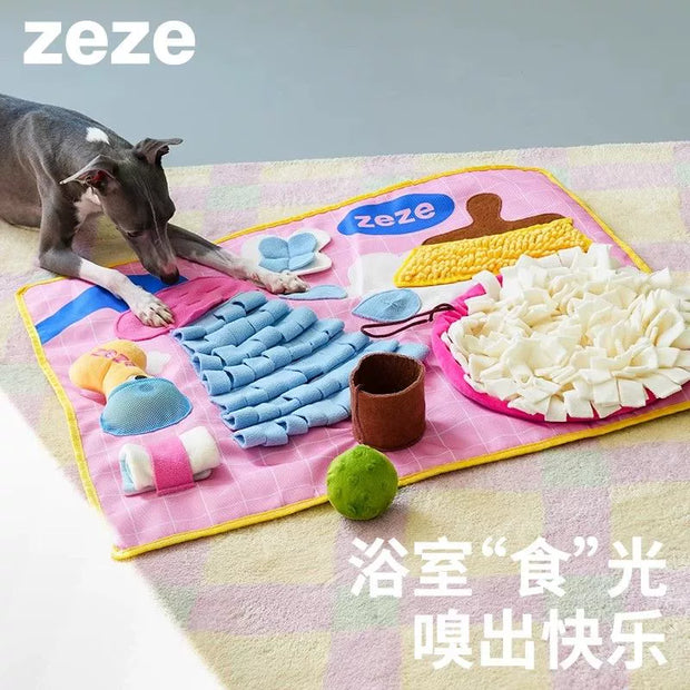 zeze dog hides food, sniffing pad, self-hi, relieves boredom, sounds, smells the blanket, leaks food, puppy pet educational toys