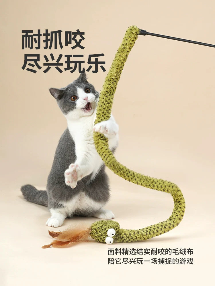 French lulu miigo snake teasing cat stick teasing cat artifact cat cat supplies self-hi relieving boredom feather cat toys