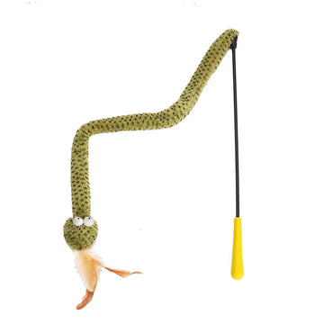 Zeze Forest Snake Cat Teaser Wand – Interactive Rattling Feather Toy with Durable Flexible Rod for Indoor Cats