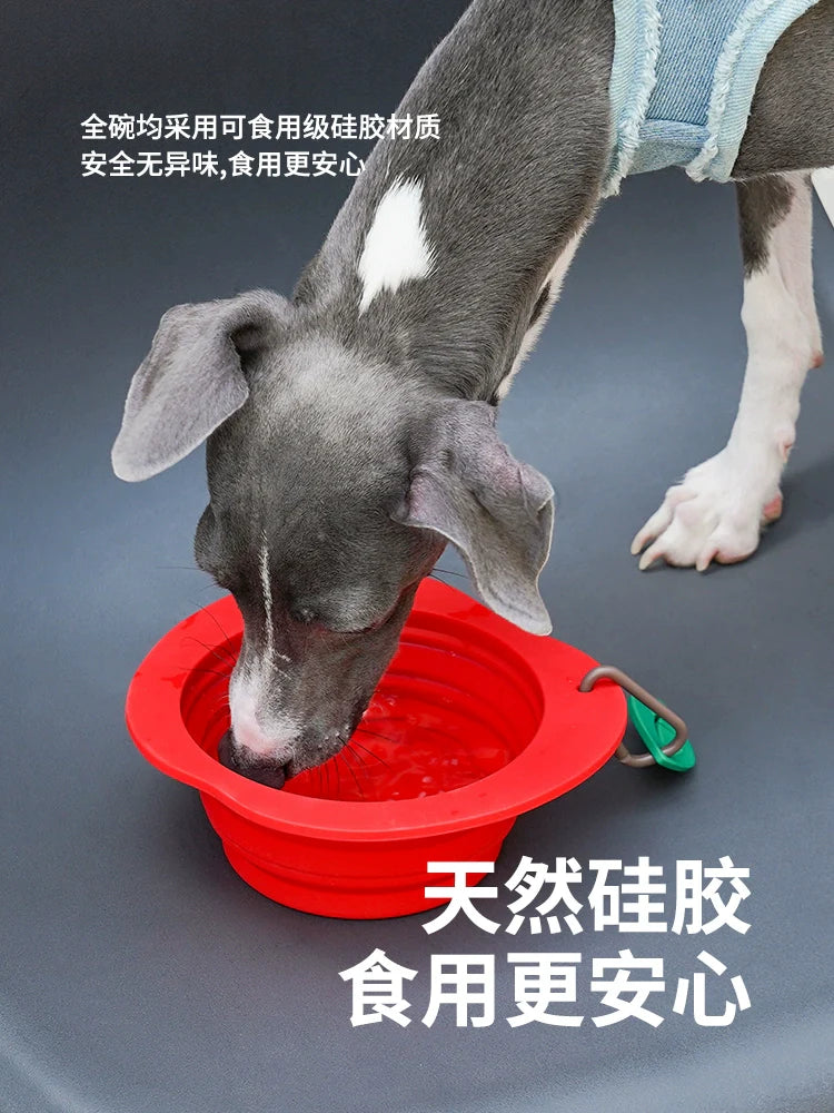 AOWUzeze Apple Silicone Folding Pet Bowl Protecting Cervical Spine Dog Bowl Cat Drinking Water Cat Bowl Pet Supplies