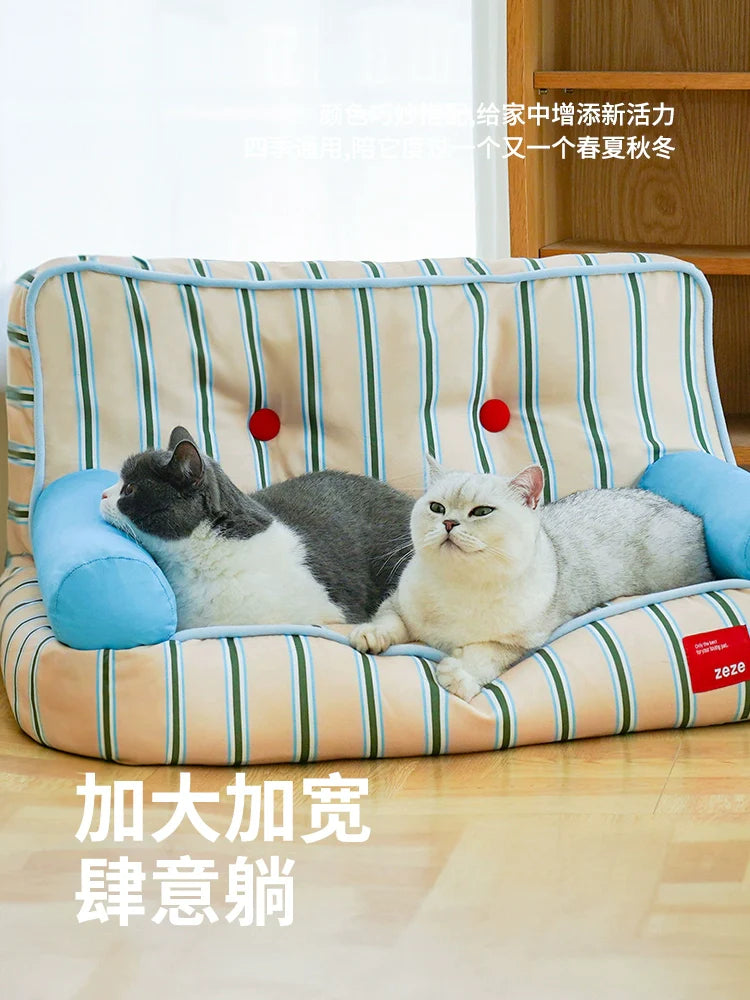 zeze summer kennel pet sofa bed can be disassembled and washed, large dog pet bed, small dog teddy cool feeling cat bed