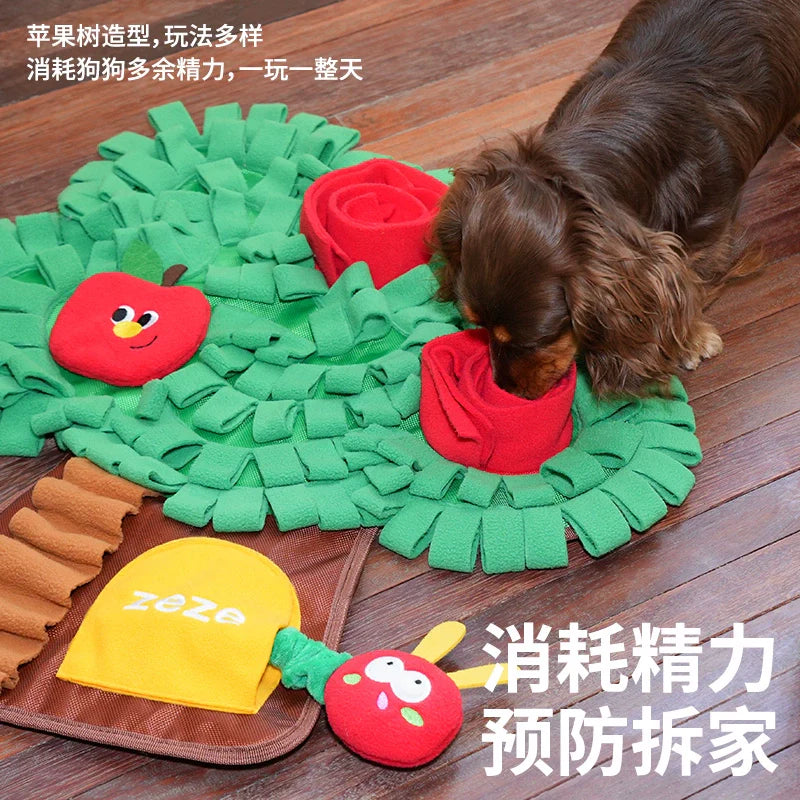 zeze, apple tree, dog, hidden food, smelling mat, self-hilarious, smelling blanket, leaking food, bite, puppy, educational toys
