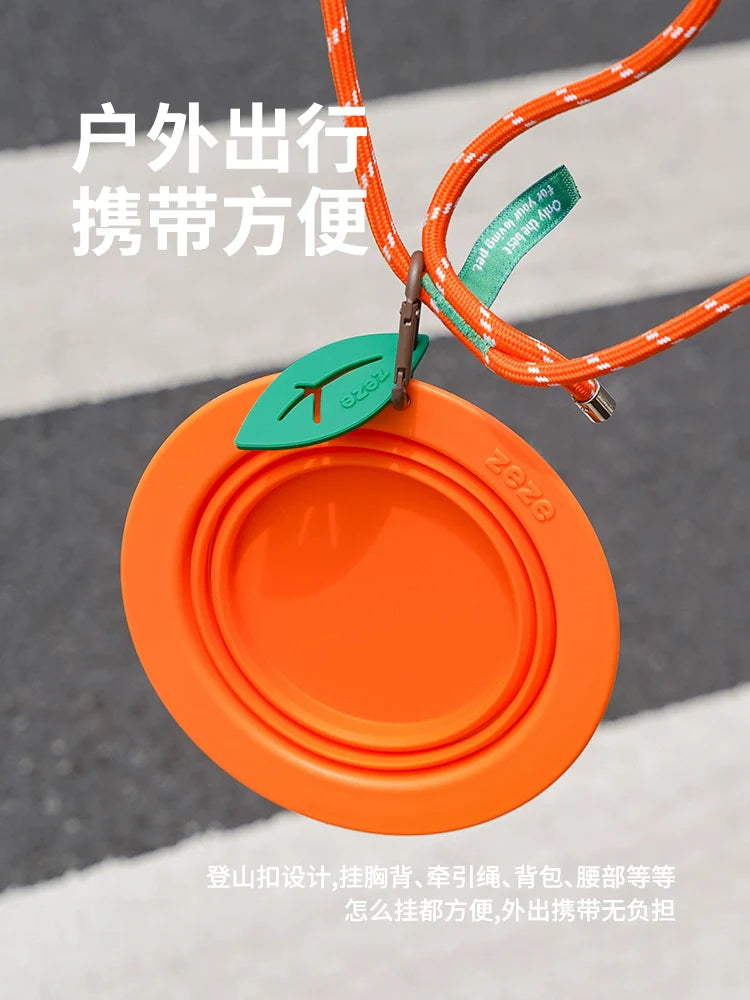 AOWUzeze Apple Silicone Folding Pet Bowl Protecting Cervical Spine Dog Bowl Cat Drinking Water Cat Bowl Pet Supplies