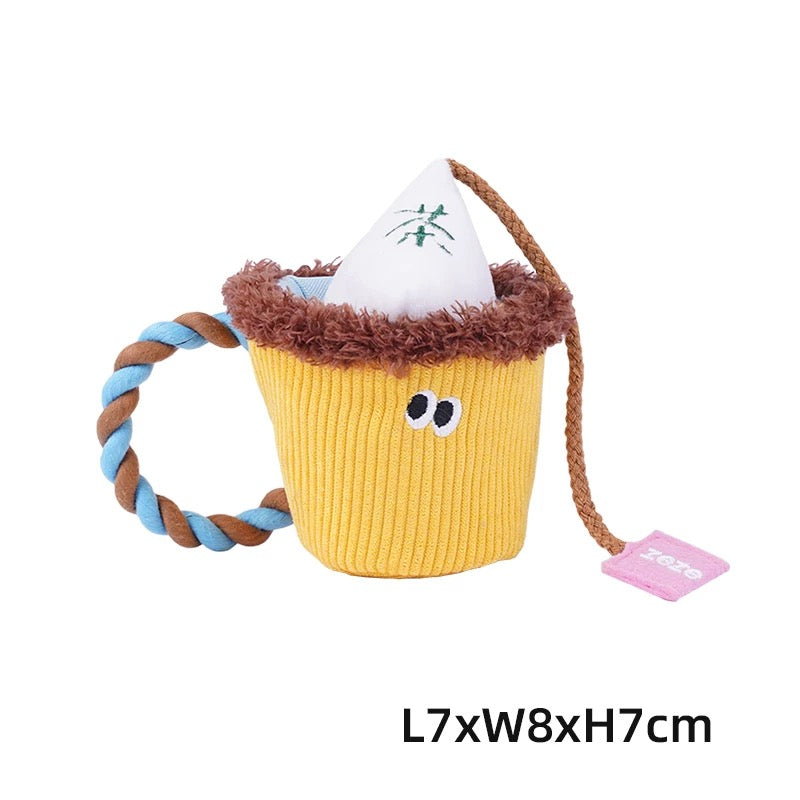 Yellow Tea Cup Plush Dog Toy