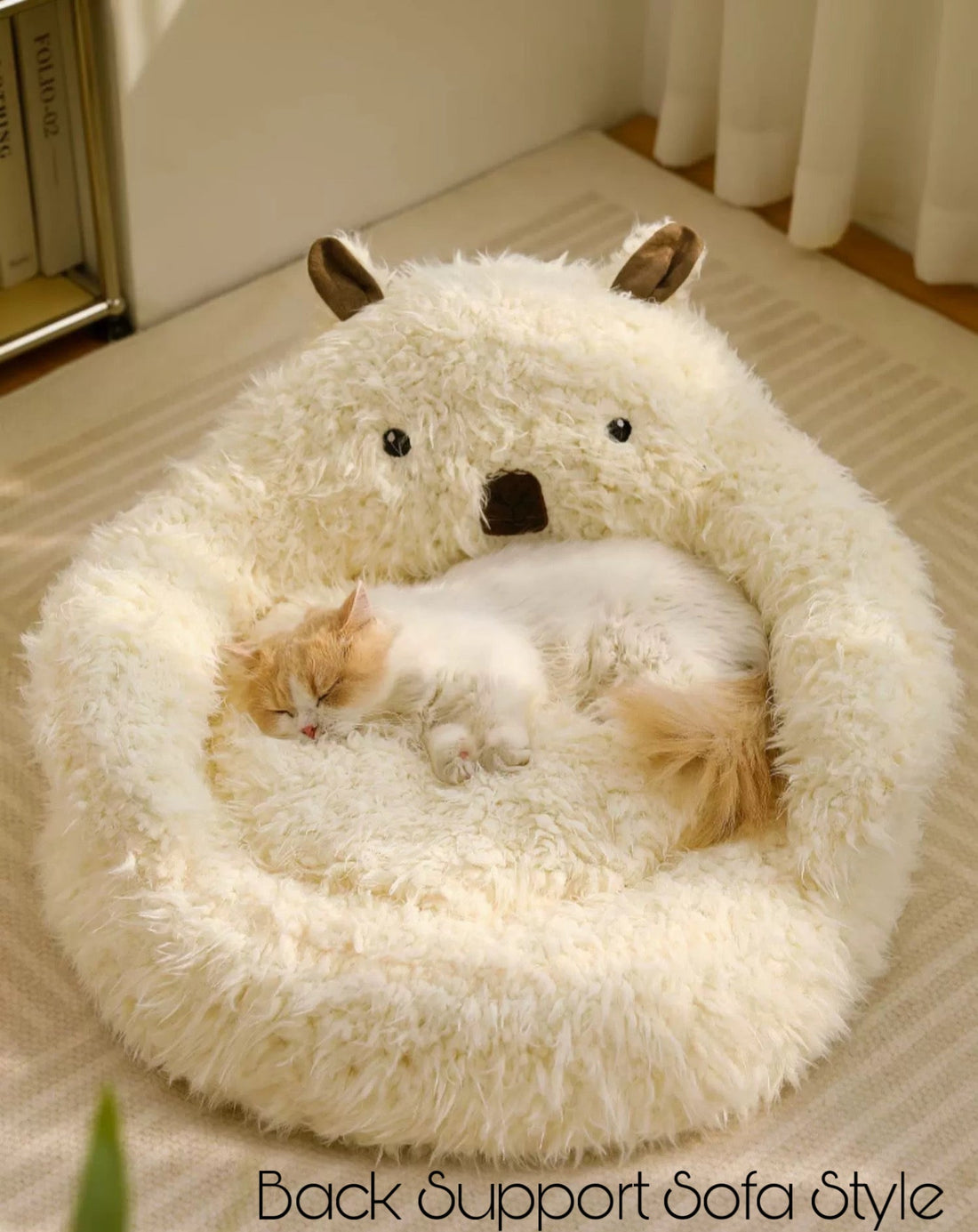 Alpaca Pet Bed - Back Support Sofa Style - Cat Bed