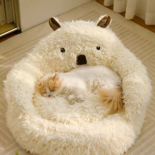 Alpaca Pet Bed - Back Support Sofa Style - Cat Bed