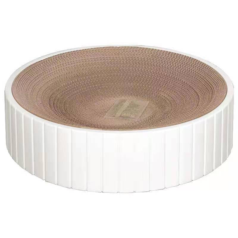 Cat Scratching Bed with Replaceable Cardboard and Catnip - White - Cat Scratching Board