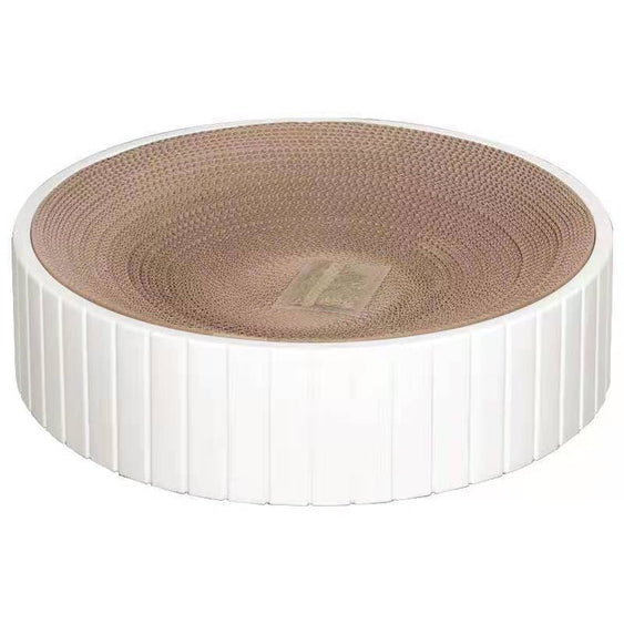 Cat Scratching Bed with Replaceable Cardboard and Catnip - White - Cat Scratching Board