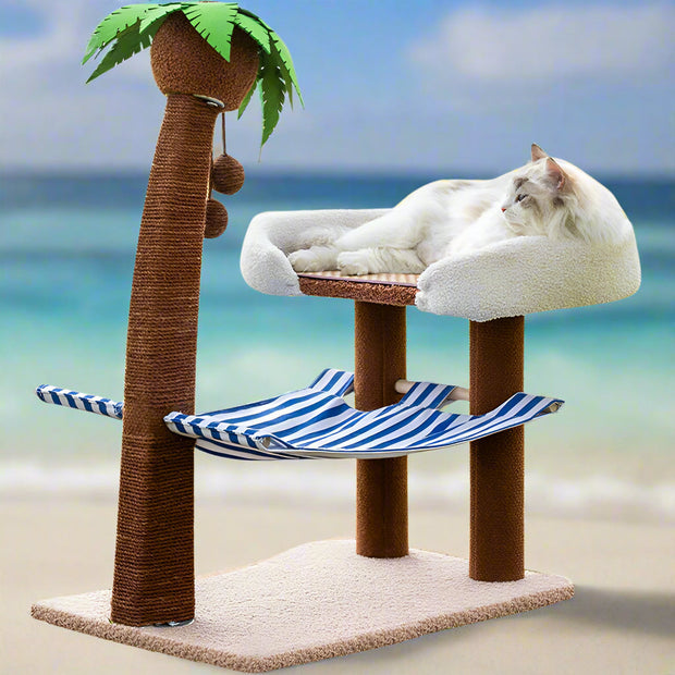 Coconut Palm Tree and Beach Series - Navy Blue Coconut hammock - Cat Bed