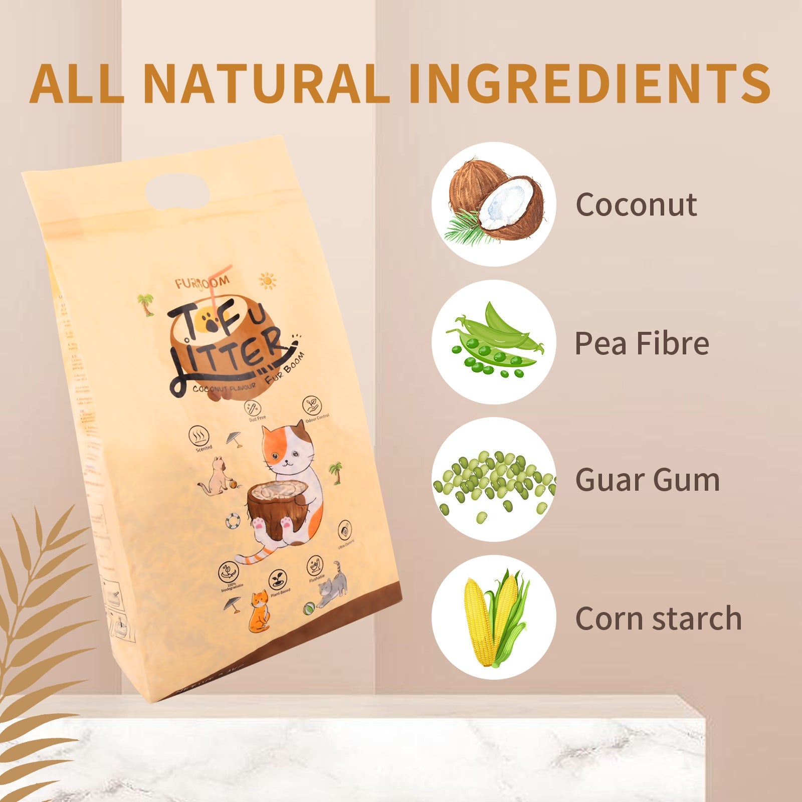 Furboom Tofu Cat Litter (Single Pack 2.4KG/6L) - Cat Litter