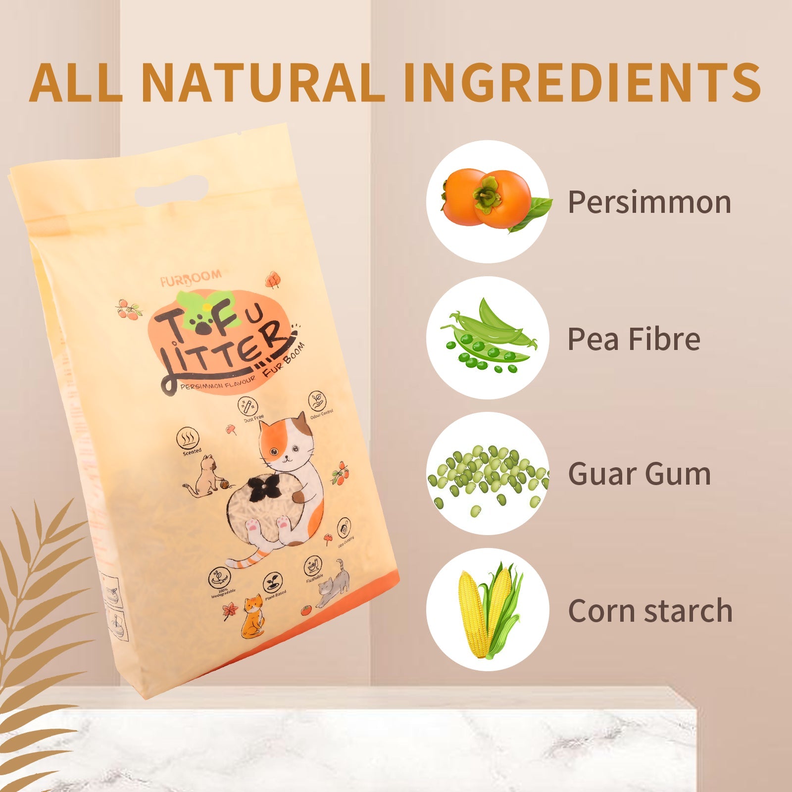 Furboom Tofu Cat Litter (Single Pack 2.4KG/6L) - Cat Litter