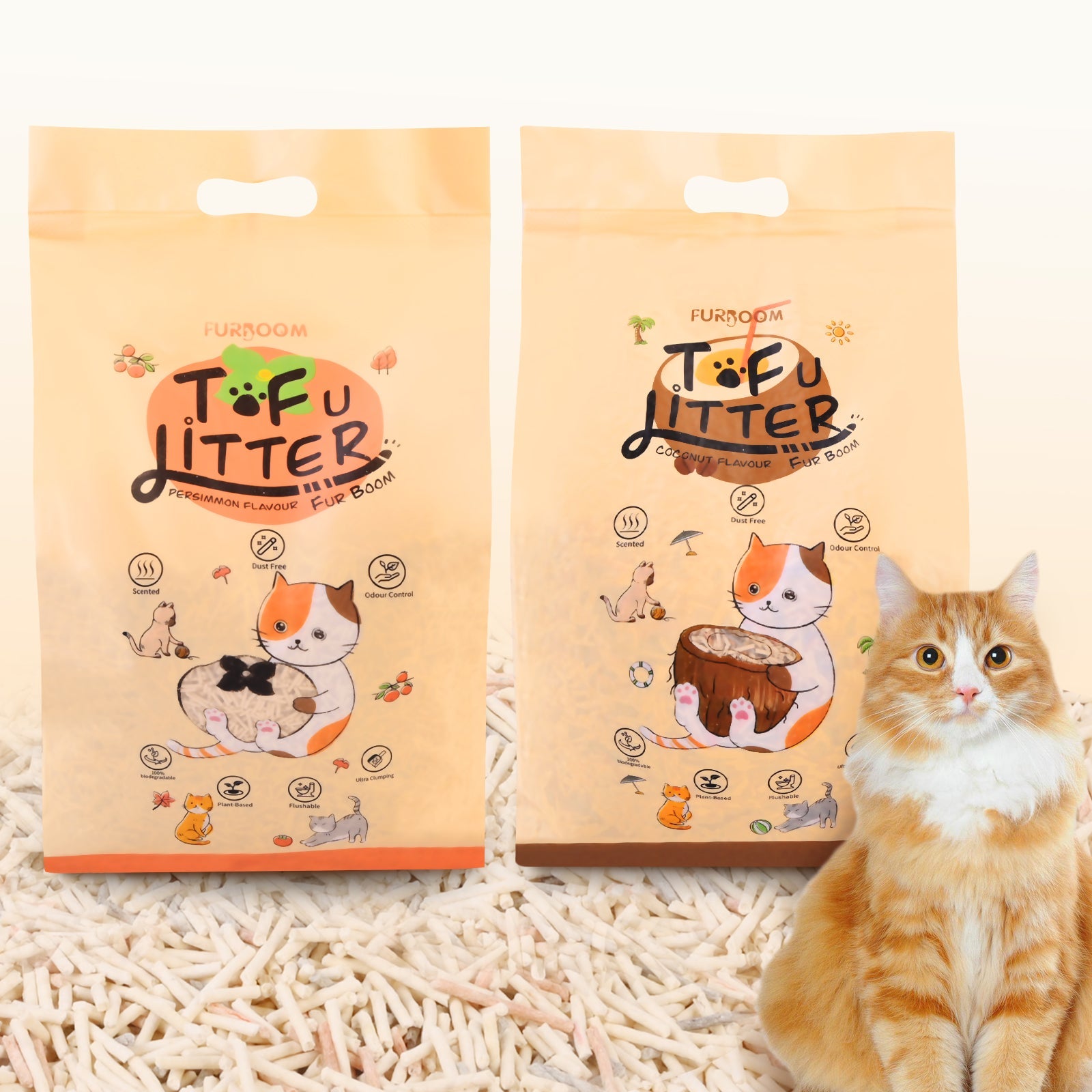 Furboom Tofu Cat Litter (Single Pack 2.4KG/6L) - Cat Litter