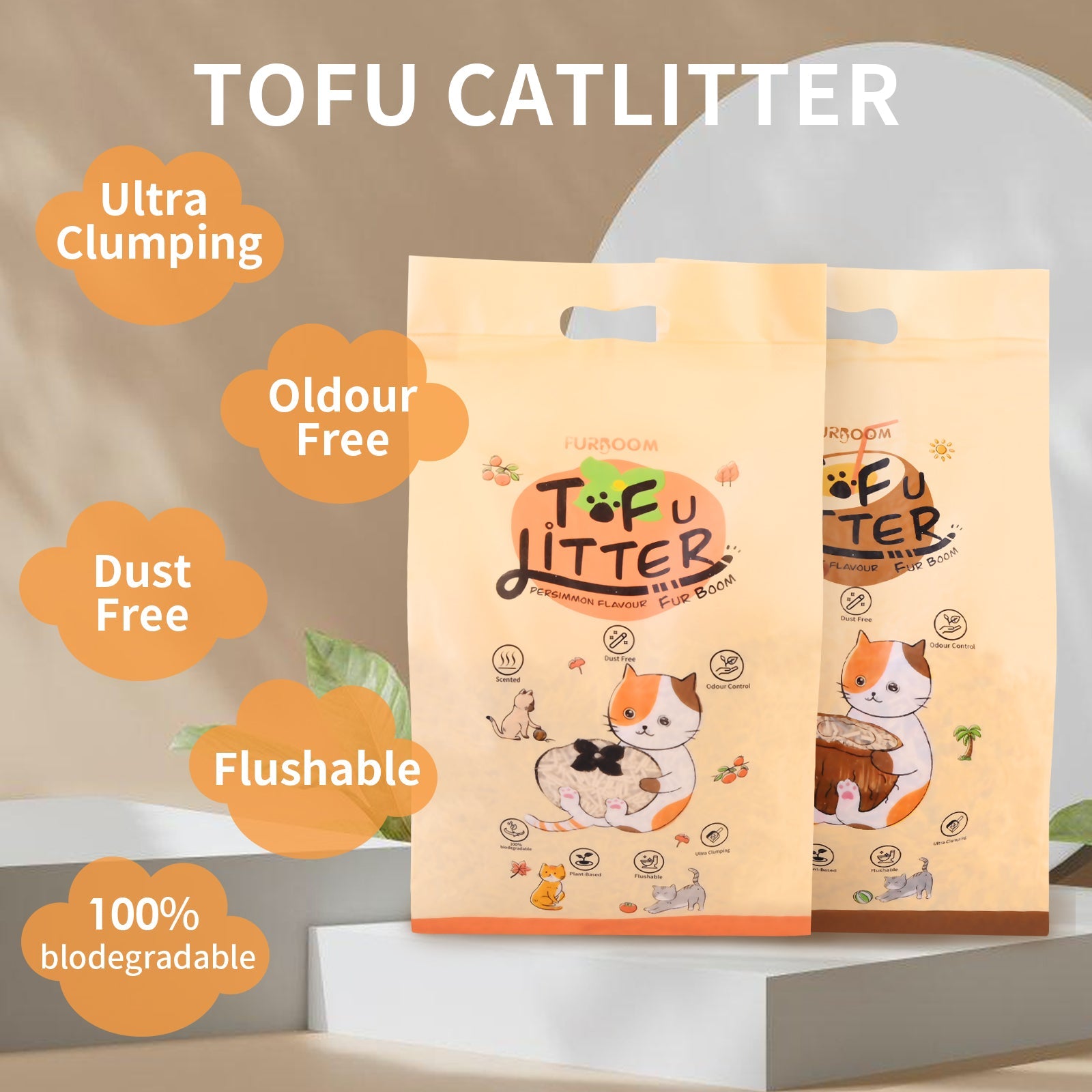 Furboom Tofu Cat Litter (Single Pack 2.4KG/6L) - Cat Litter