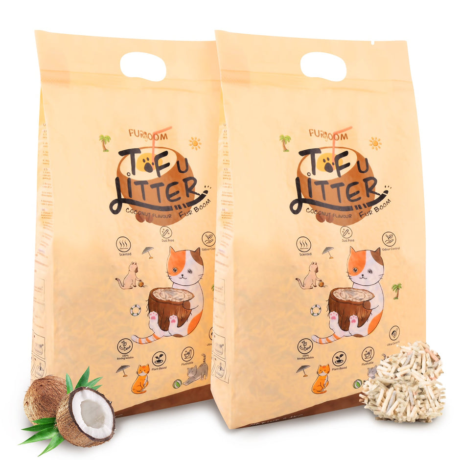 Furboom Tofu Cat Litter (Single Pack 2.4KG/6L) - Coconut - Cat Litter