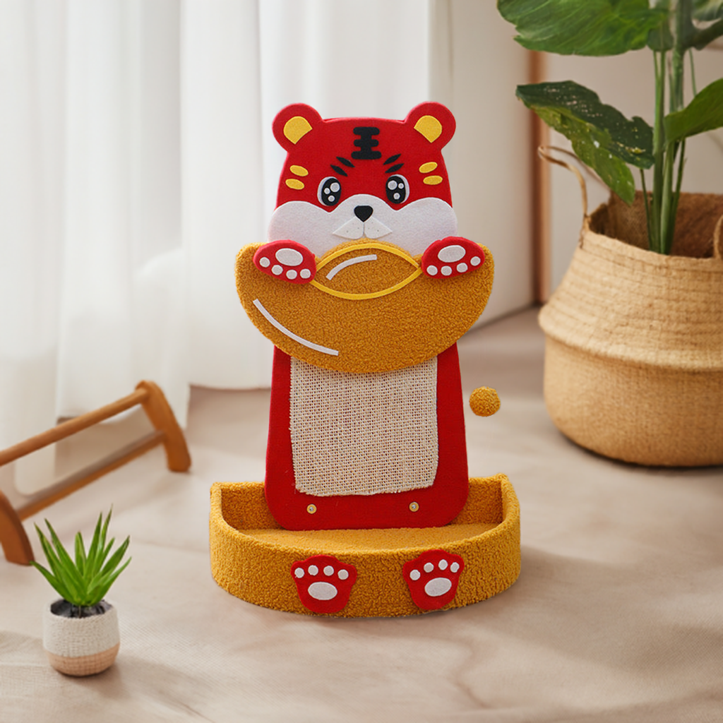 L-Shaped Standing Scratching Board - Gold Ingot Tiger - Cat Scratching Board