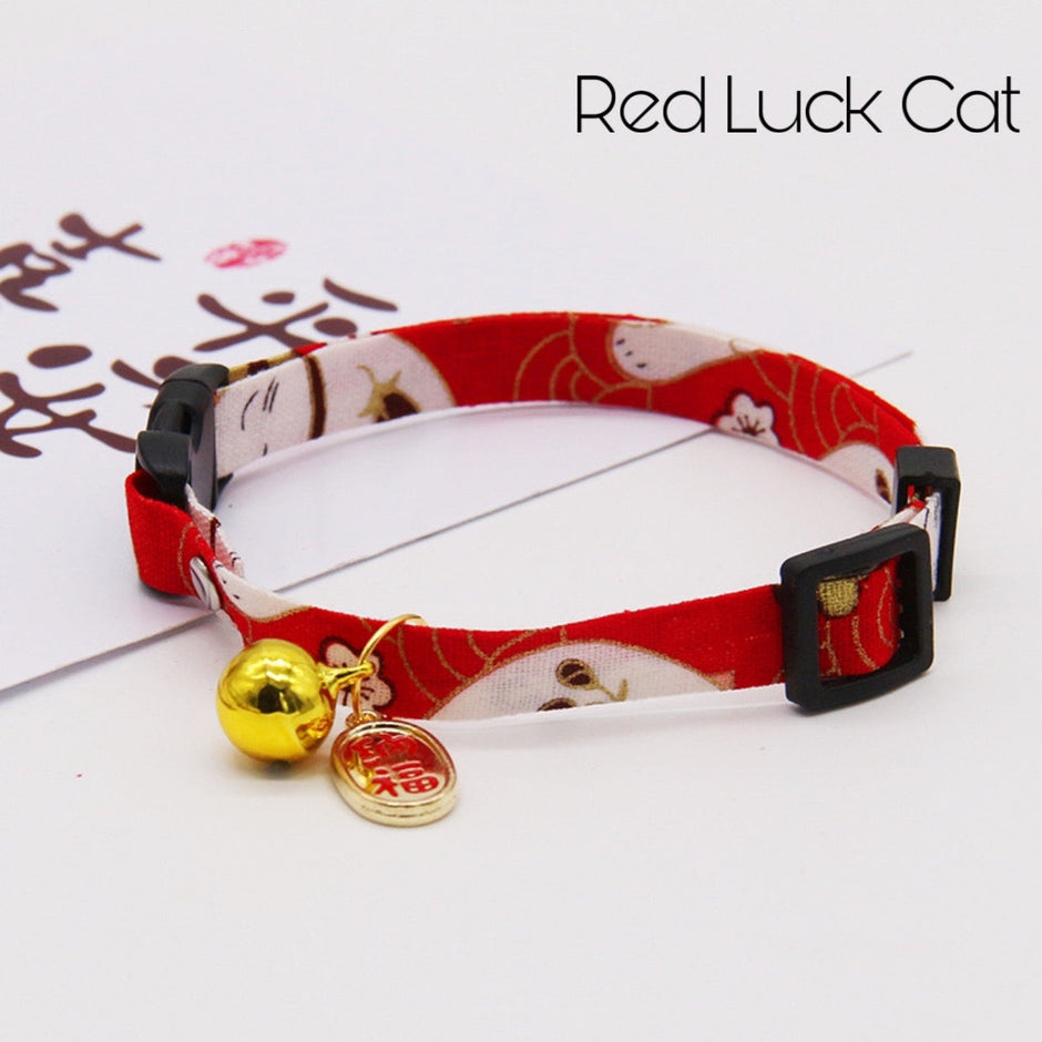 Japanese Lucky Cat Collar - Red Lucky Cats - Cat Accessories