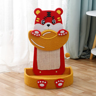 L-Shaped Standing Scratching Board - Gold Ingot Tiger - Cat Scratching Board