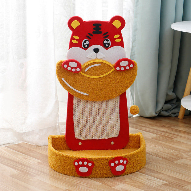 L-Shaped Standing Scratching Board - Gold Ingot Tiger - Cat Scratching Board