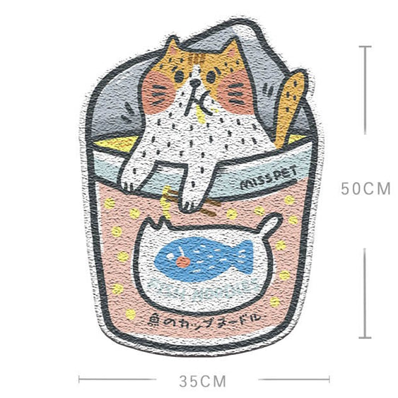MISSPET Cartoon Cat Litter Mat Series - Cat Cup Noodle (50H x 35W cm) - Cat Litter