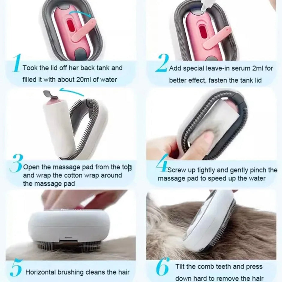 Pet Grooming Brush with Water Tank - Cat Accessories