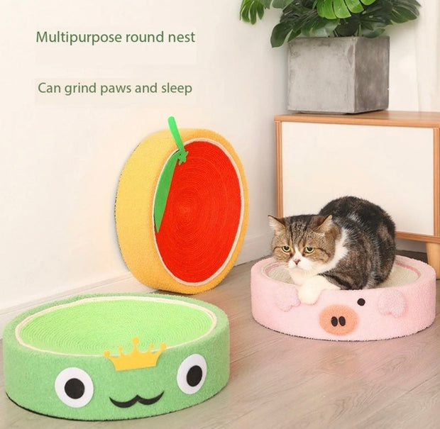 Sisal Hemp Knitted Oval Scratching Lounge Bed - Cat Scratching Board
