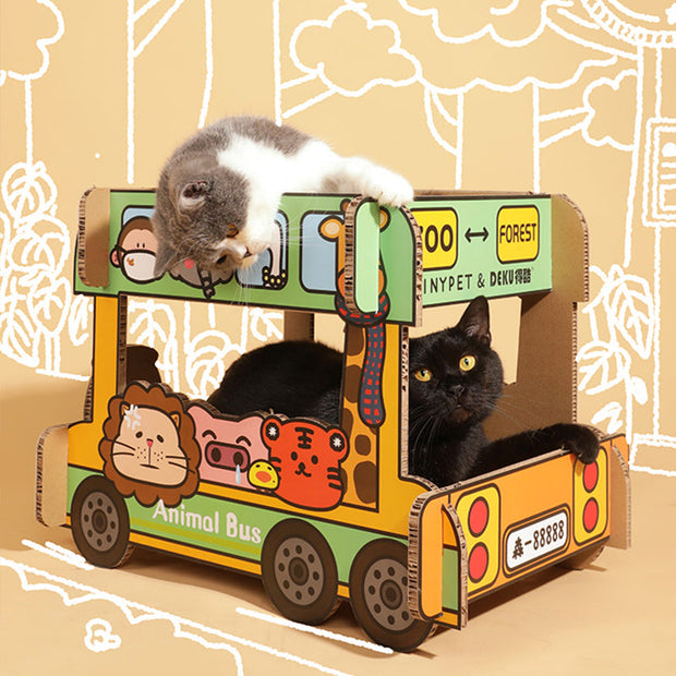 TINYPET x DEKU Animals Bus Series - Animals Bus Style Scratcher Board - Cat Scratching Board