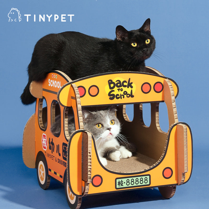 TINYPET x DEKU Double Deck School Bus Series - Cat Scratching Board