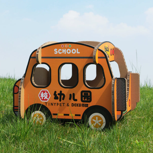 TINYPET x DEKU Double Deck School Bus Series - Cat Scratching Board
