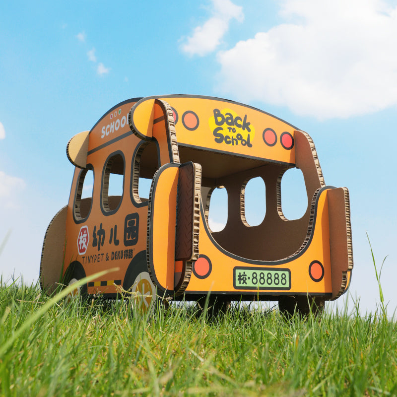 TINYPET x DEKU Double Deck School Bus Series - Cat Scratching Board
