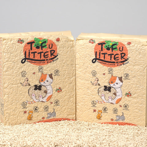 Furboom Tofu Cat Litter (Whole Box 8 x 2.4KG/6L) - Persimmon - Cat Litter